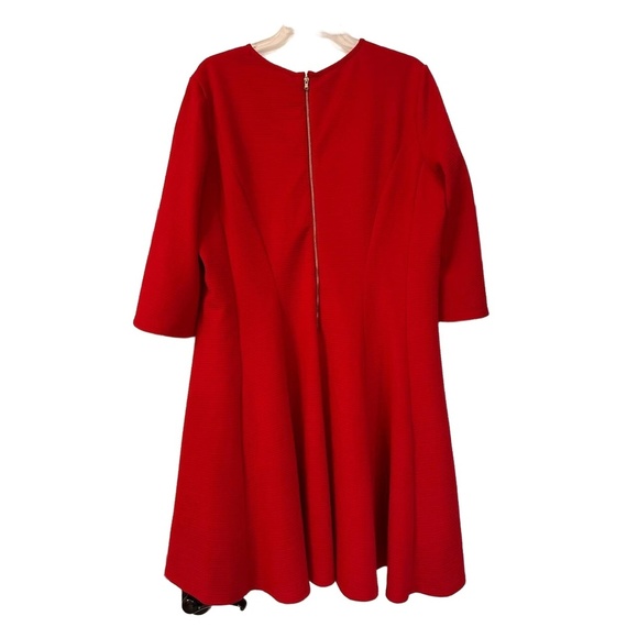 Danny And Nicole Womens Size 18W Red Ribbed Cutout Flared Sleeve Dress - Picture 6 of 6